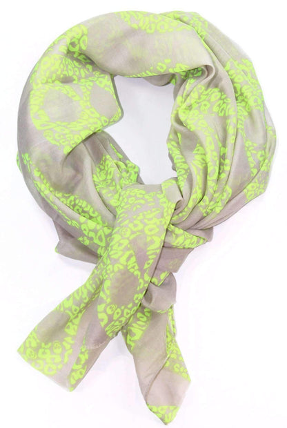 Lime Green Skull Scarf Silver Hestia