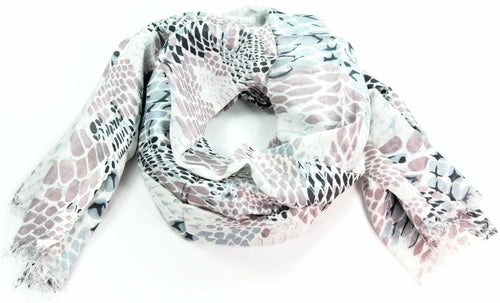 Snake Skin Print Scarf Silver Hestia