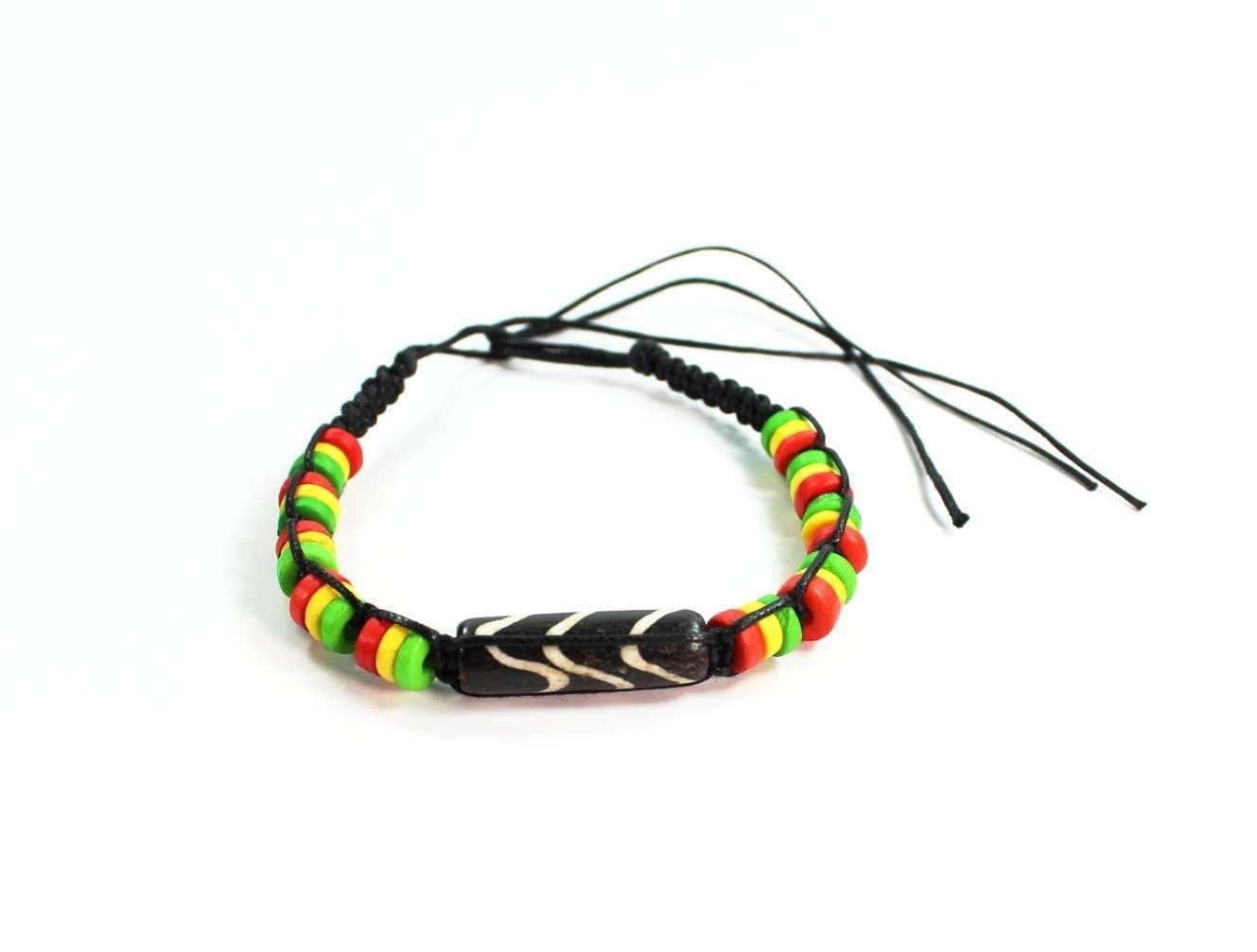 Chevron Pattern & Rasta Vibes Friendship Bracelet Silver Hestia