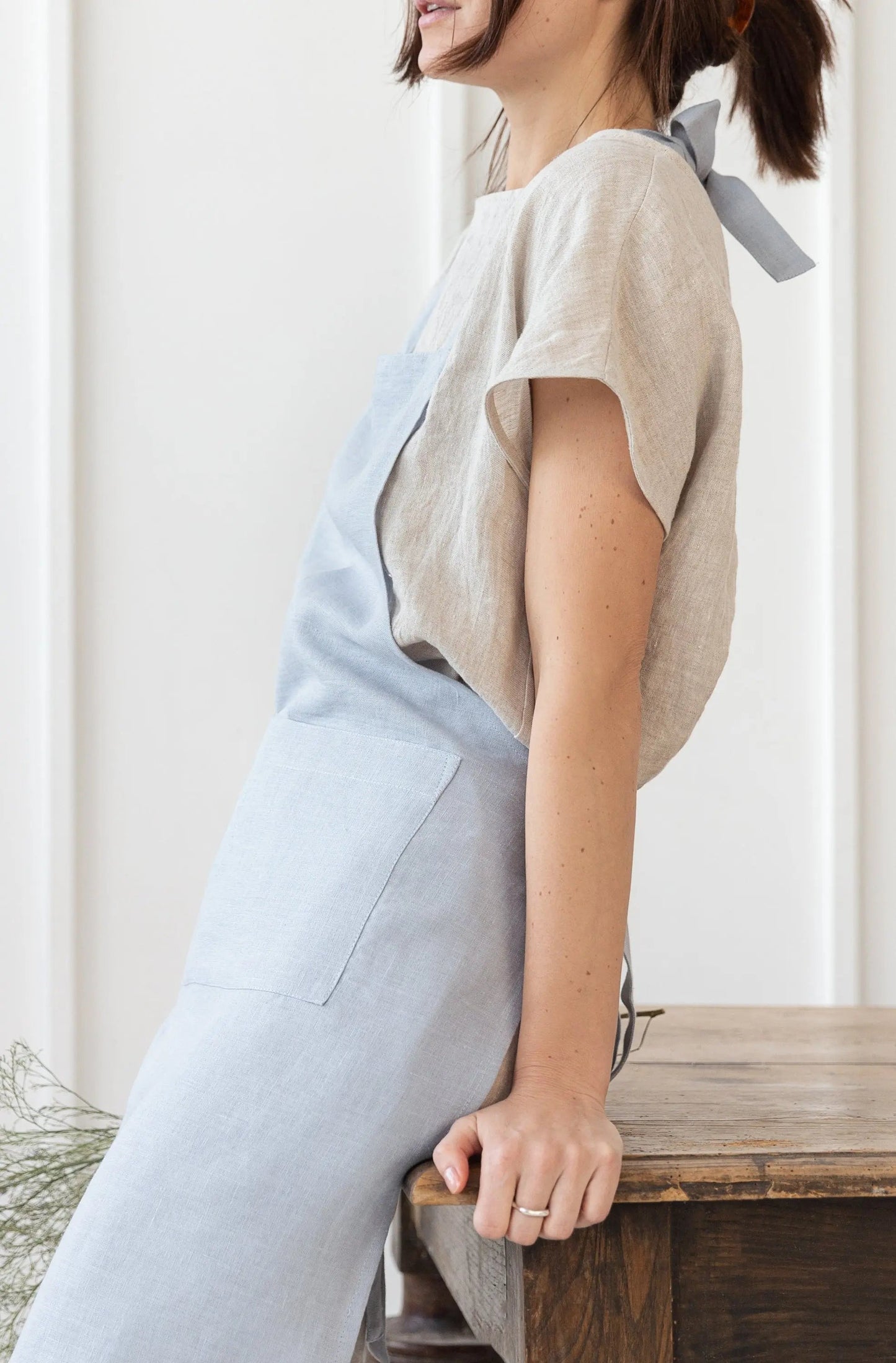 Moss Green linen apronMoss Green linen apron