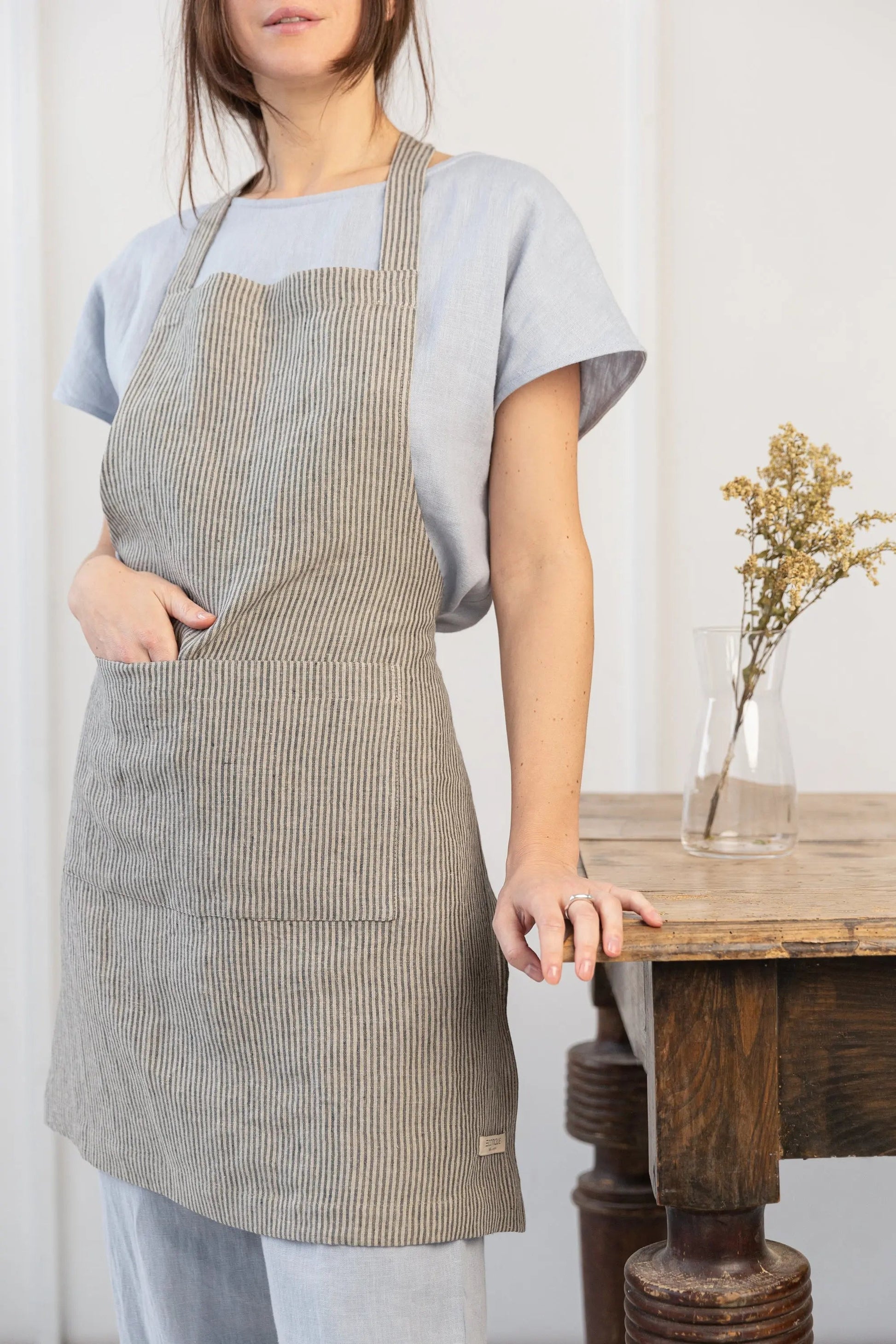 Moss Green linen apronMoss Green linen apron