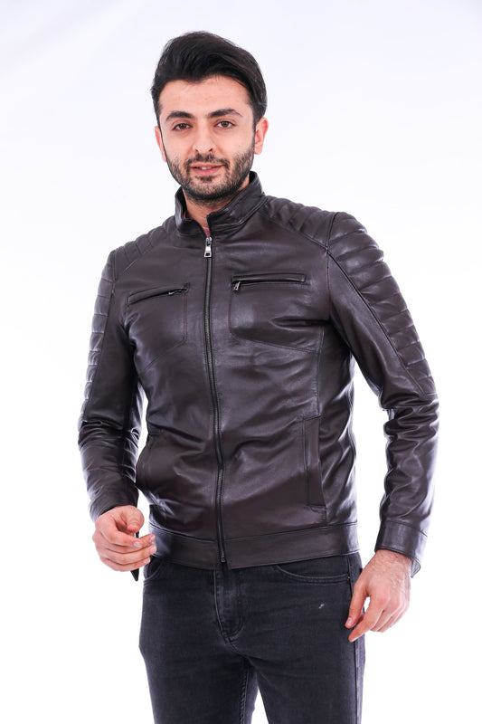 Bussana Biker Leather Jacket Sangria Iapetus