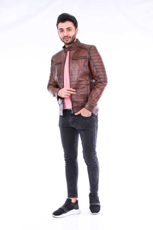 Daniel Biker Leather Jacket Sangria Iapetus