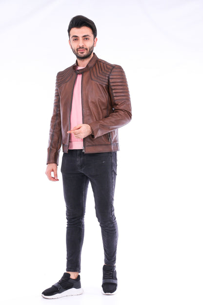 Morelli Leather Biker Jacket Sangria Iapetus