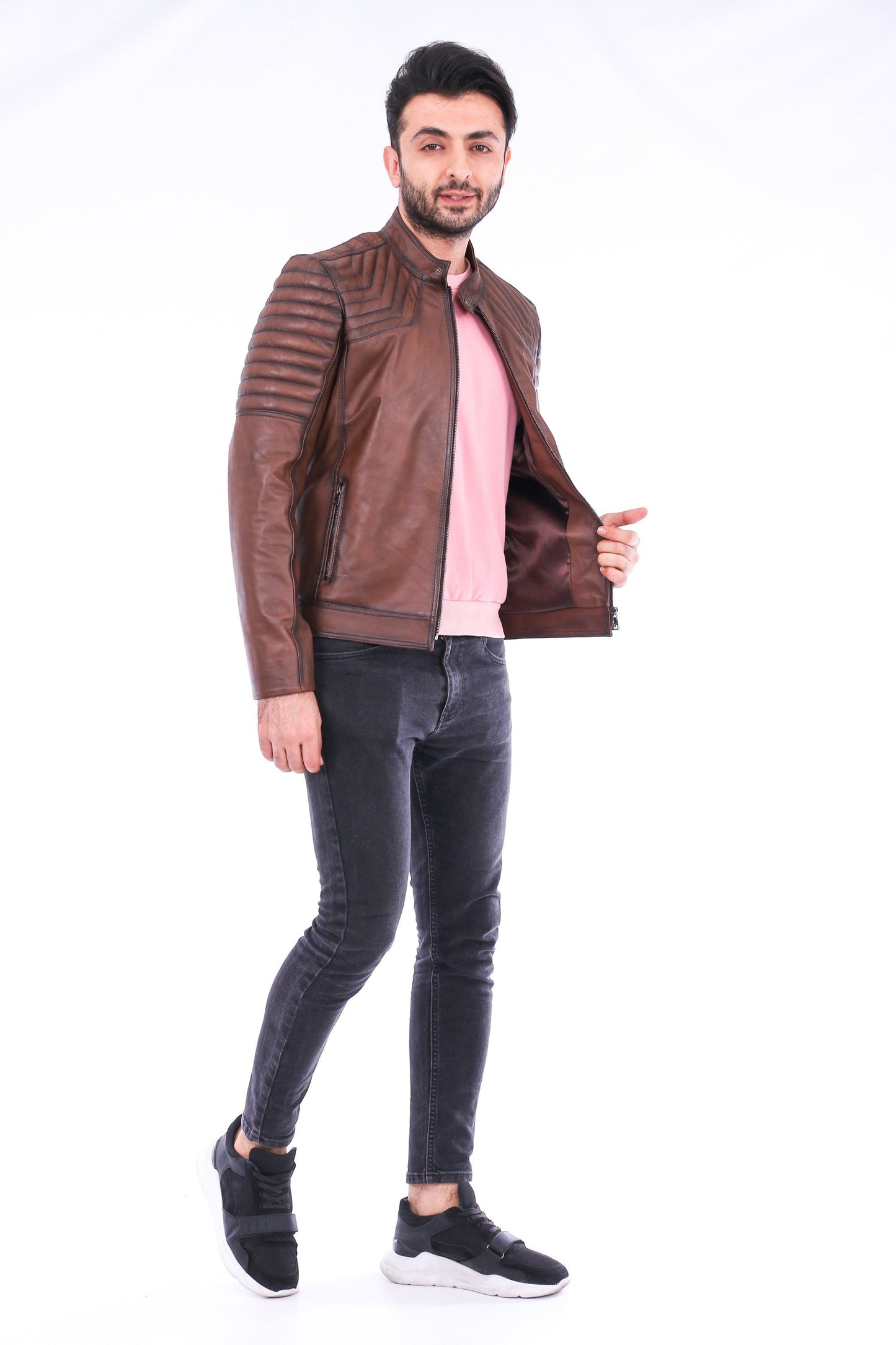 Morelli Leather Biker Jacket Sangria Iapetus