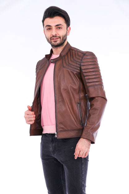 Morelli Leather Biker Jacket Sangria Iapetus