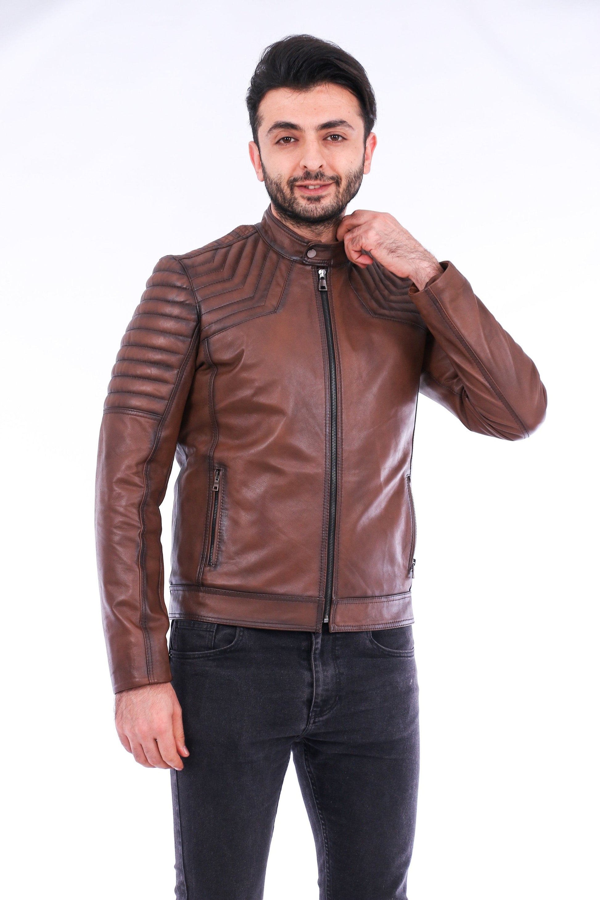 Morelli Leather Biker Jacket Sangria Iapetus