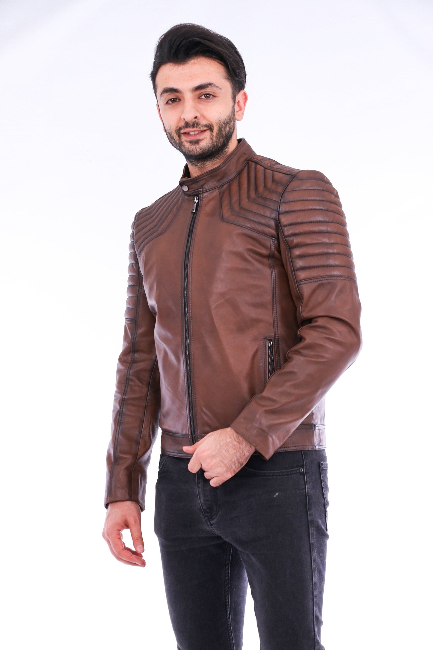 Morelli Leather Biker Jacket Sangria Iapetus