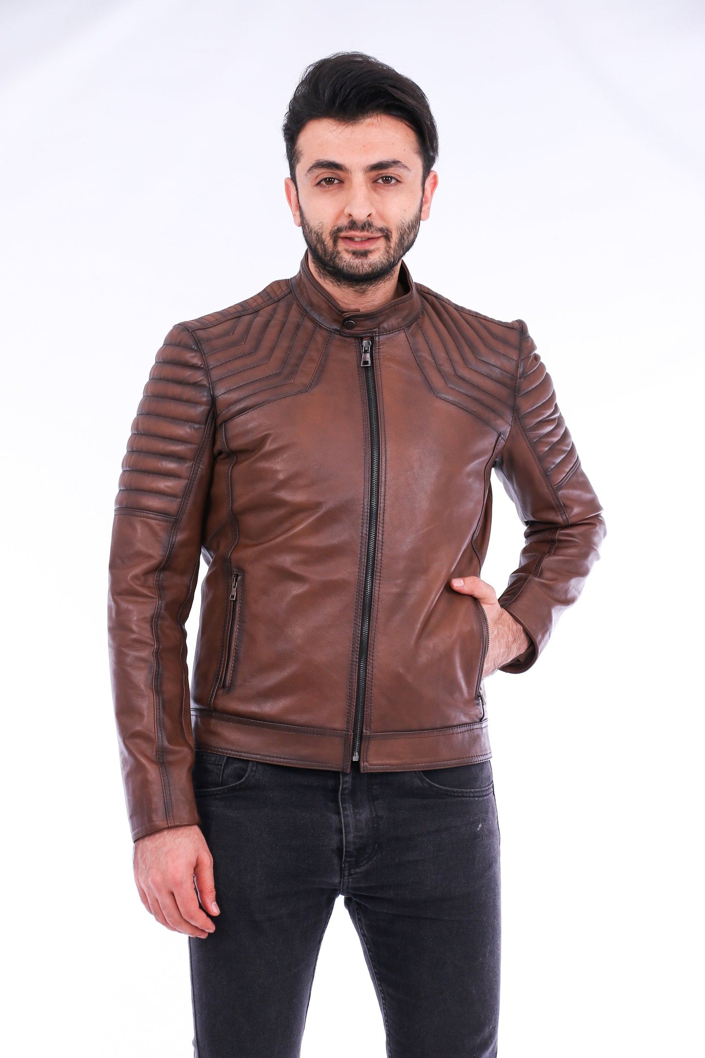 Morelli Leather Biker Jacket Sangria Iapetus