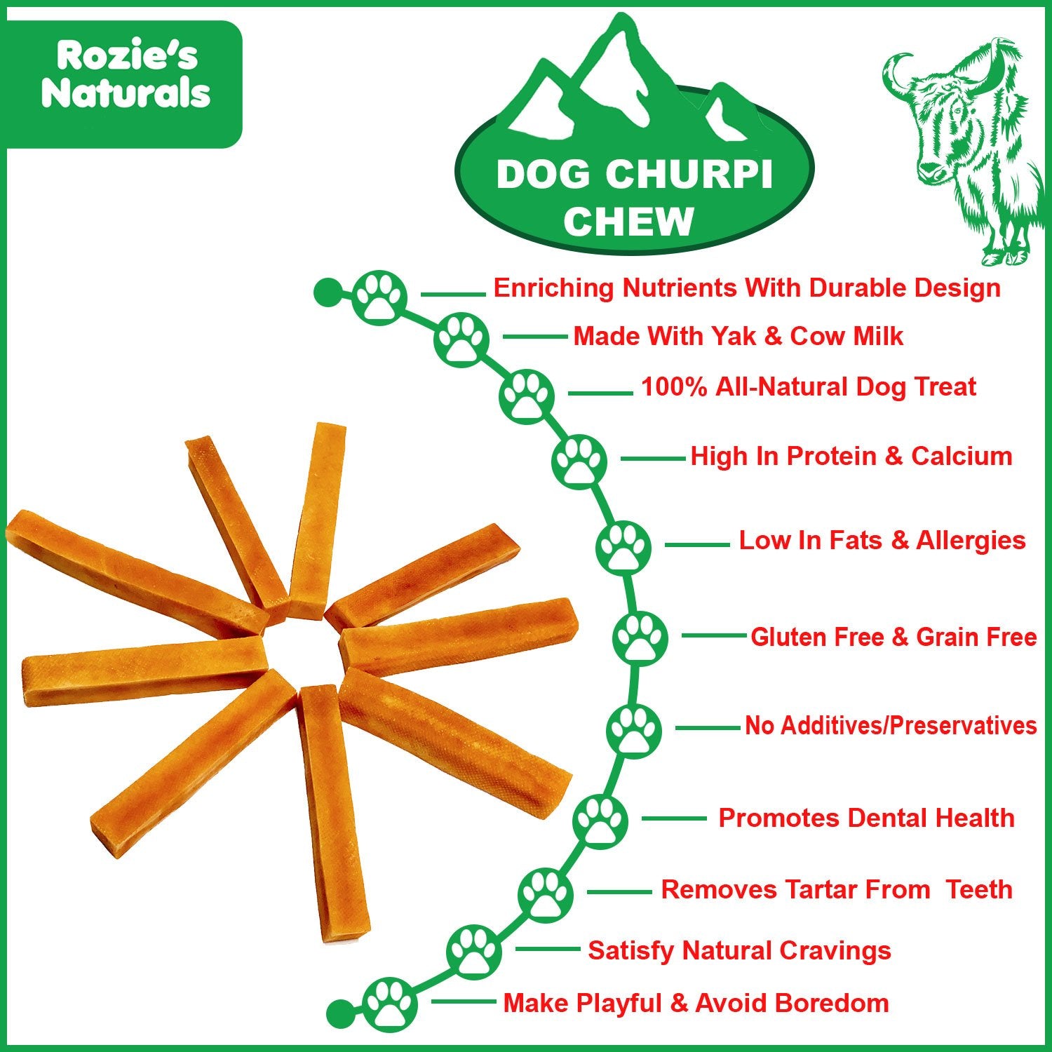 Yak Cheese Churpi Dog Chews-2 Count-5.5 oz Harlequin Ganymede