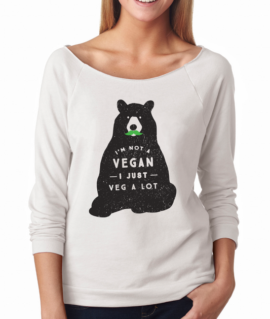 "I'm Not A Vegan, I Just Veg A Lot" French Terry 3/4 Sleeve Blue Lemon