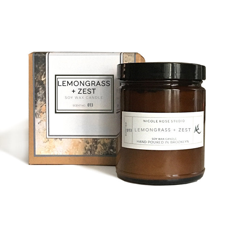 Lemongrass + Zest Aromatherapy Soy Wax Candle Indigo Poseidon