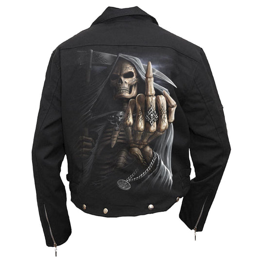 BONE FINGER - Lined Biker Jacket Black Black Jasper