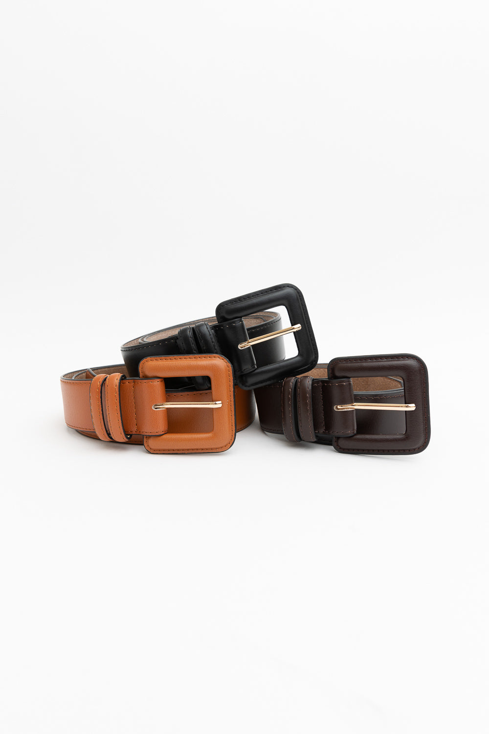 Sleek Square-Buckle Genuine Leather Belt Periwinkle Aether