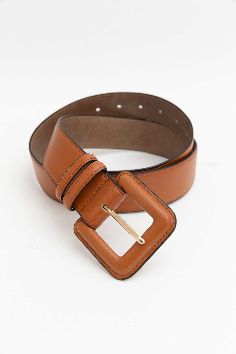 Sleek Square-Buckle Genuine Leather Belt Periwinkle Aether