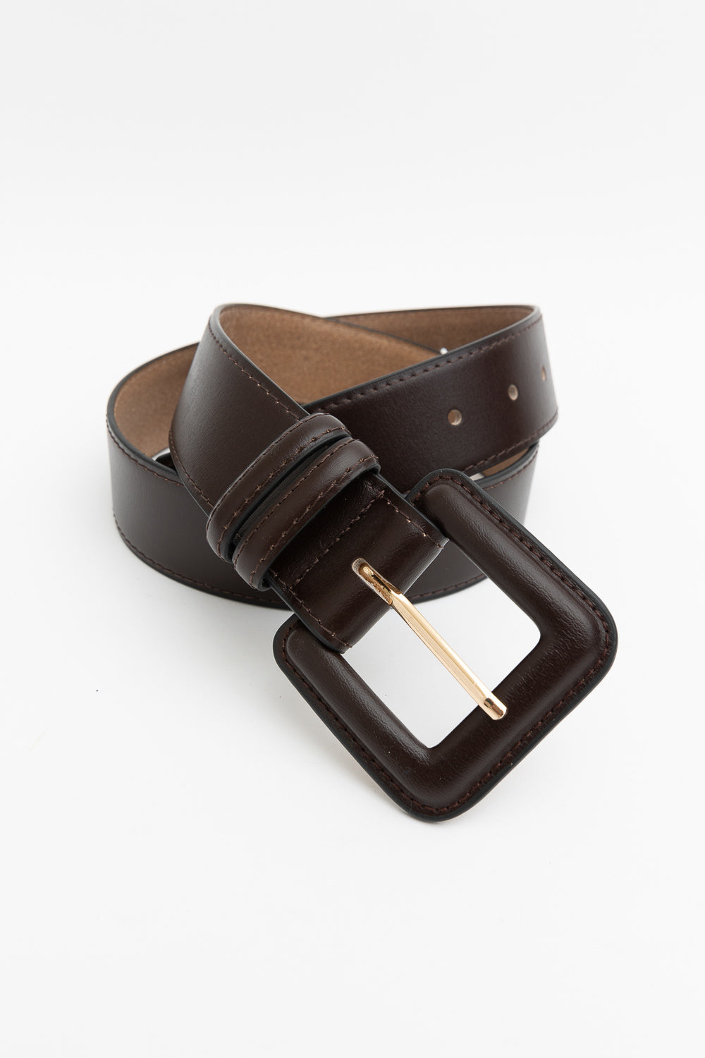 Sleek Square-Buckle Genuine Leather Belt Periwinkle Aether