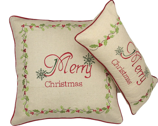 ML10219 Merry Christmas with Holly Pillow Pink Leto