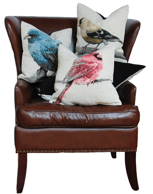 ML14937 Bird Emboridery Pillow,18"x18" Pink Leto