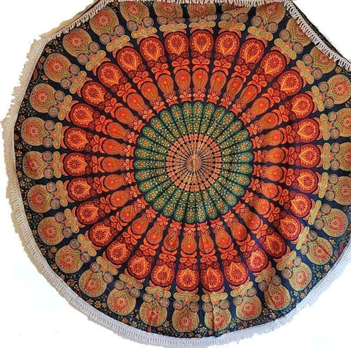 Earthy Vibes Round Mandala Tapestry Silver Hestia