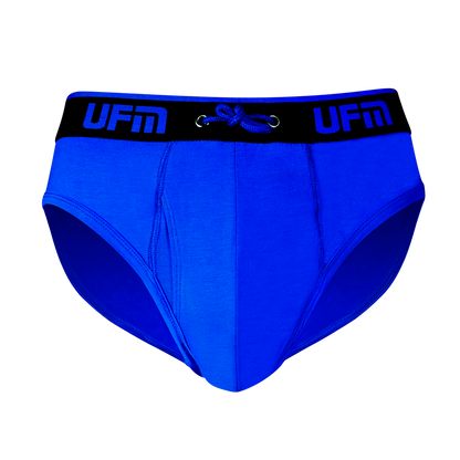 UFM Bamboo REG Support briefs with adjustable pouch, royal blue color.