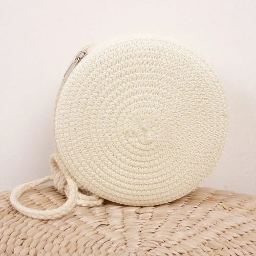 Round Straw Bag Raspberry Eurybia