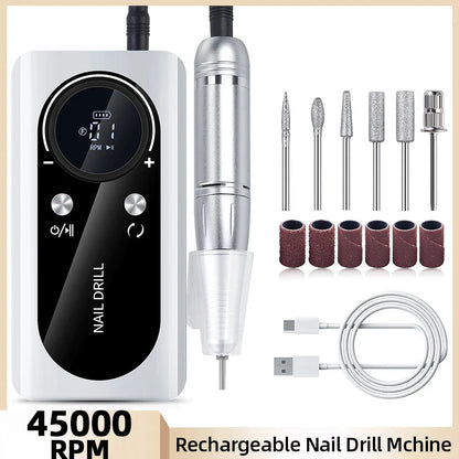 45000RPM Nail Drill Machine Kit Rechargeable Nail Sander Machine With Maroon Asteria