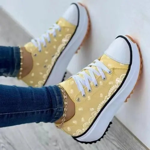 2024 Pattern Canvas Women Sneakers Casual Sport Shoes Silver Juneberry