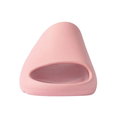 Pink cloud pillow slippers for women, open-toe shower shoes, lightweight and non-slip design, ideal for college dorm wear.