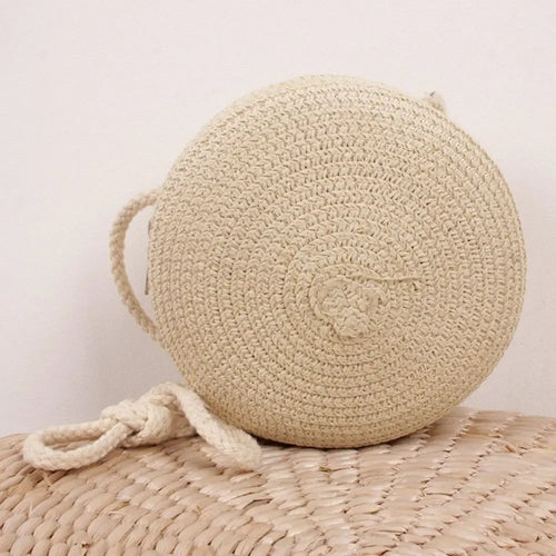 Round Straw Bag Raspberry Eurybia