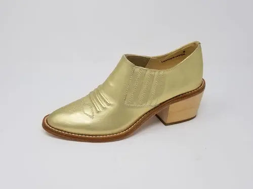 Santa Ana leather shoes with natural wood heel.