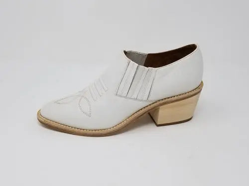 Santa Ana full leather shoe with natural wood heel, made in Los Angeles.