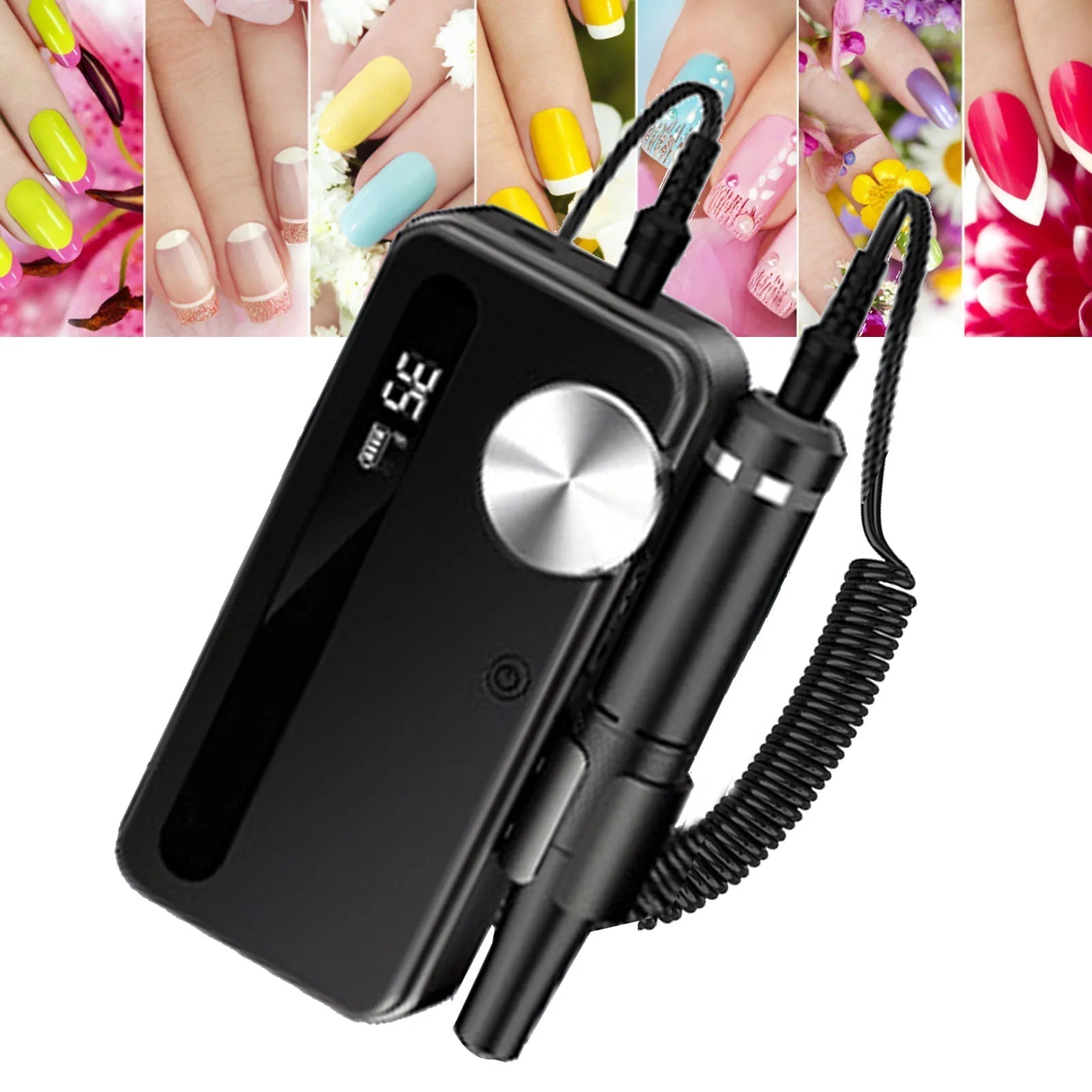 2 In 1 Electric Nail Drill Portable Rechargeable Professional Wireless Maroon Asteria