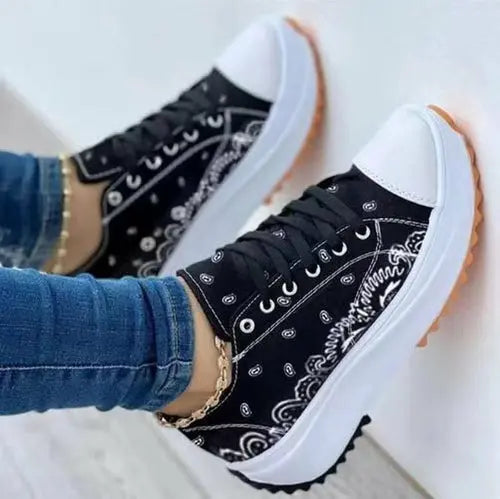 2024 Pattern Canvas Women Sneakers Casual Sport Shoes Silver Juneberry