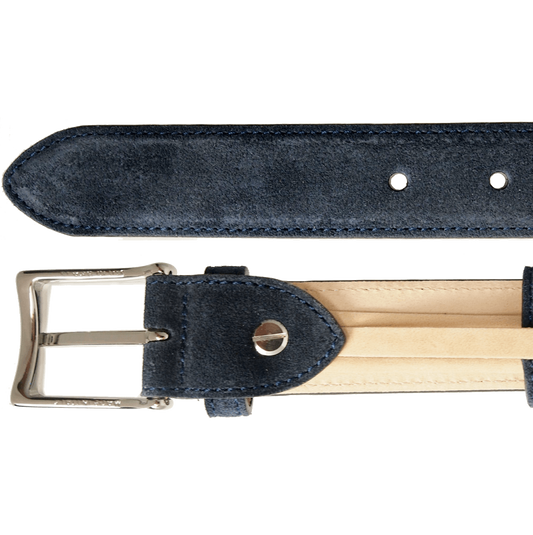 30 mm Sartorial Suede Belt Navy Olive Phoebe