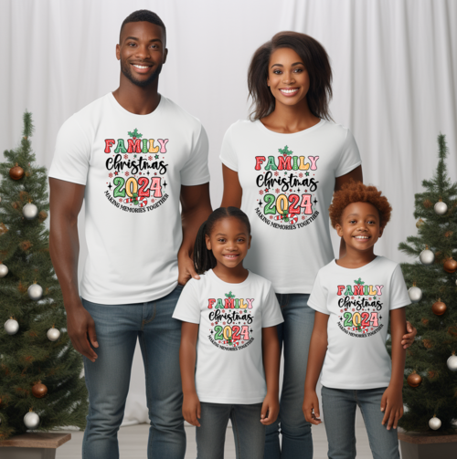 Family Christmas 2024 Youth T-shirt Beige Blackberry