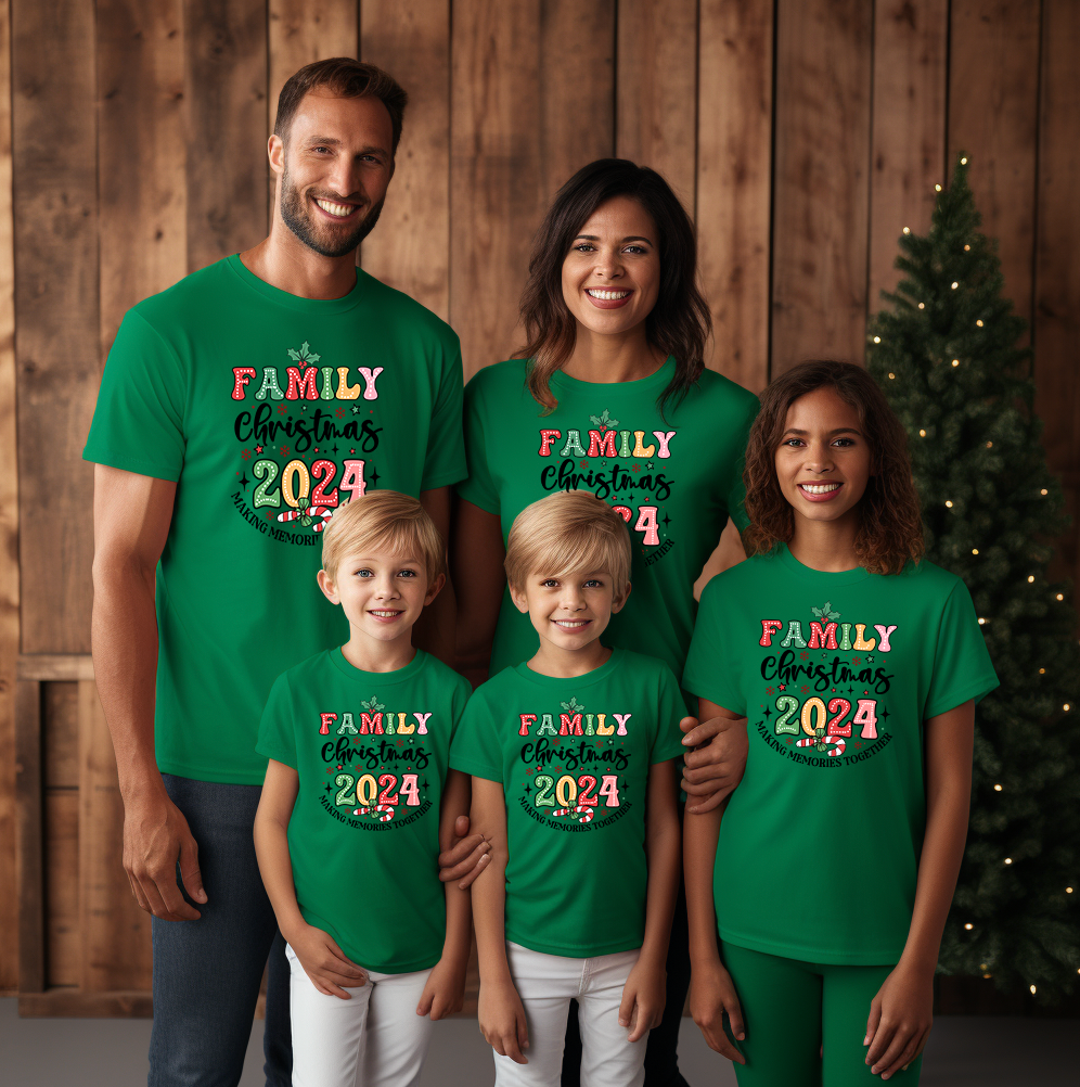 Family Christmas 2024 Youth T-shirt Beige Blackberry