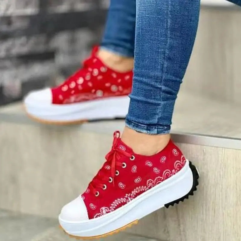 2024 Pattern Canvas Women Sneakers Casual Sport Shoes Silver Juneberry