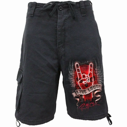 LIVE LOUD - Vintage Cargo Shorts Black Black Jasper