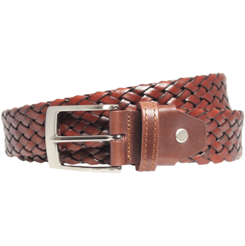 34 mm Weave Leather Belt Brown Olive Phoebe