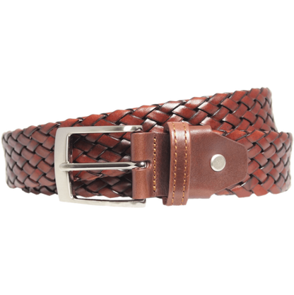 34 mm Weave Leather Belt Brown Olive Phoebe