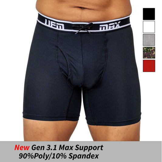 UFM Boxer Brief 6" Polyester MAX Support, Gen 3.1, 90% Polyester, 10% Spandex, moisture-wicking, quick-dry, black.