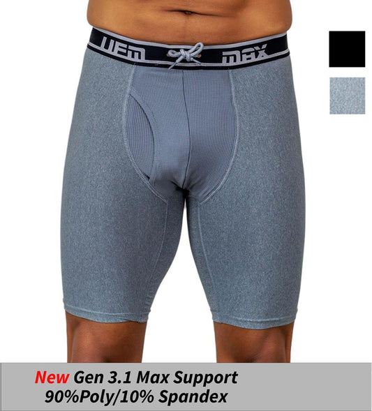 UFM Long Boxer Brief 9" in gray, Polyester MAX Support, Gen 3.1 design with adjustable pouch, moisture-wicking and quick-dry material.