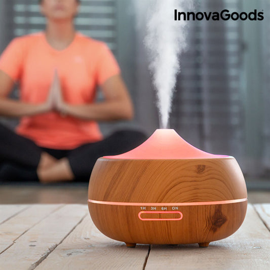 Aroma Diffuser Humidifier with Multicolour LED Wooden-Effect Bigbuy