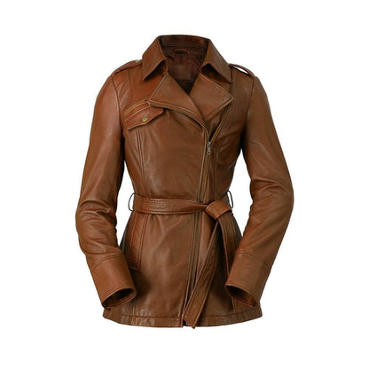 Traci - Women's Leather Jacket Orange Pontus