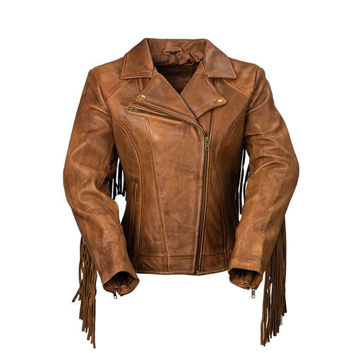 Daisy - Women's Leather Jacket Orange Pontus