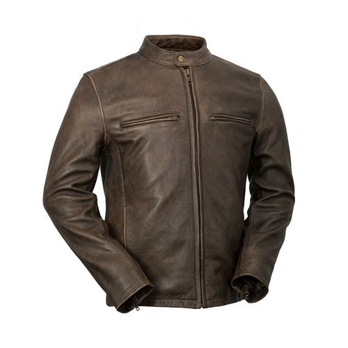 Maine - Men's Leather Jacket Orange Pontus