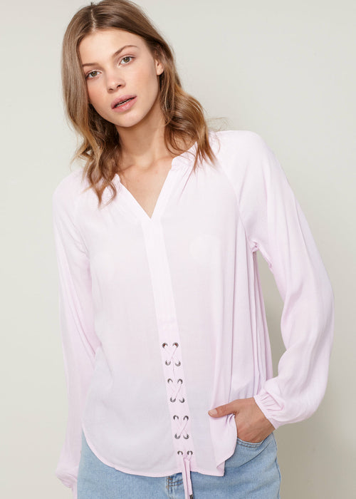 Women's Lace Up Blouse Lemon Hera