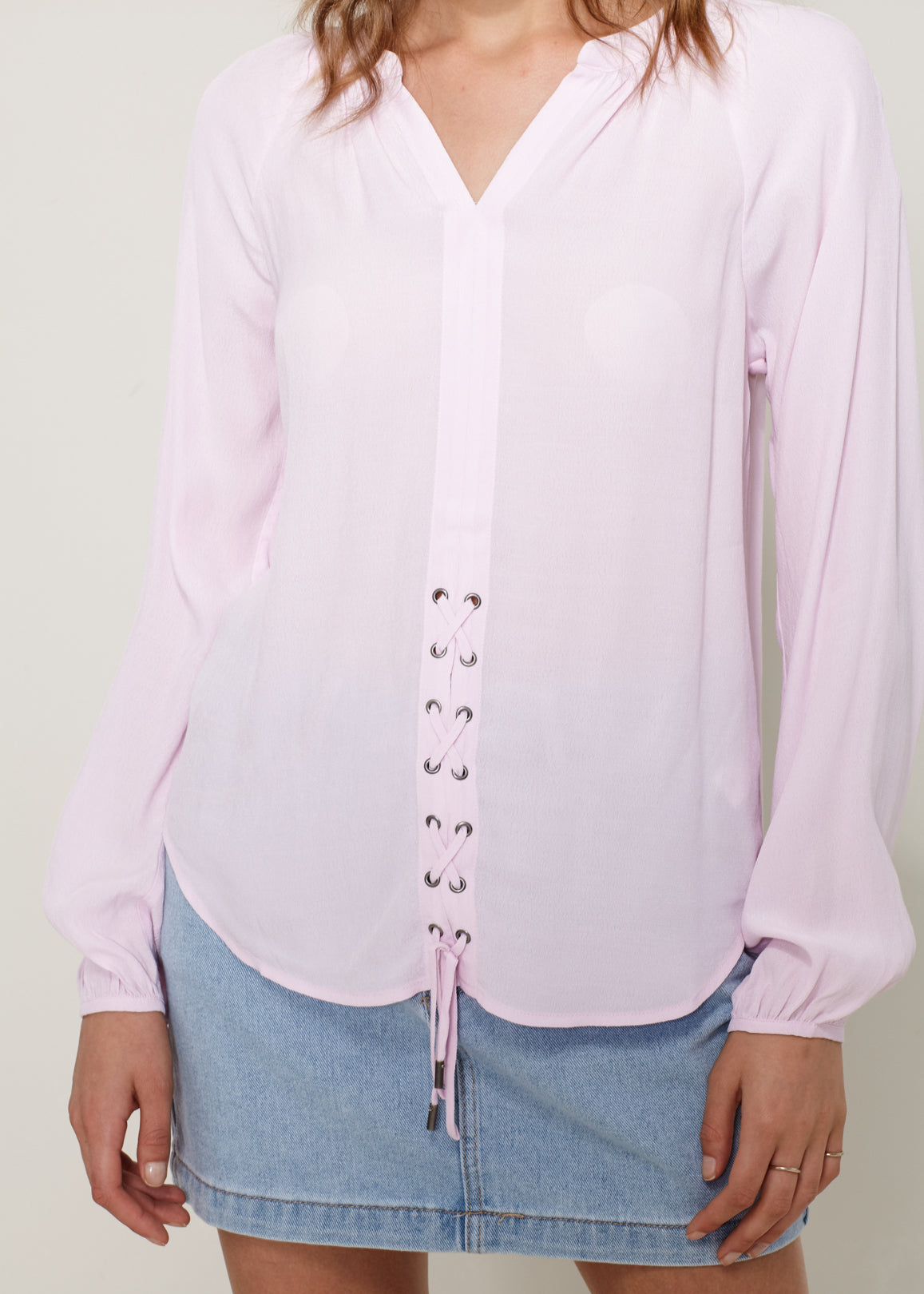 Women's Lace Up Blouse Lemon Hera