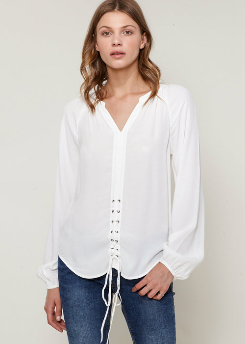 Women's Lace Up Blouse Lemon Hera