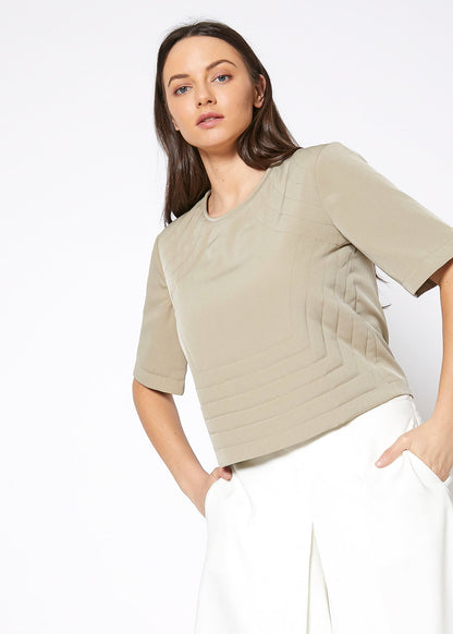 Women's Embossed Short Sleeve Crop Top Lemon Hera